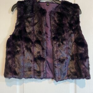 Purple Faux Fur Soft Vest Small Vntg Y2K Retro Indie Soft girl